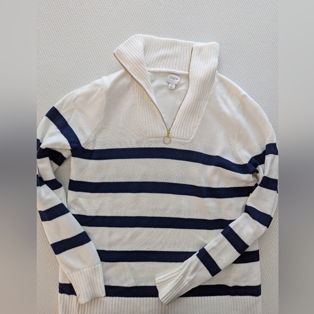J Crew Navy and White Striped Sweater